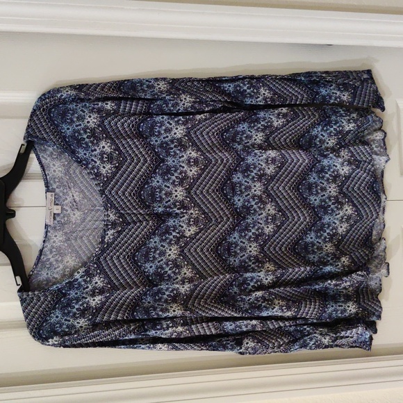 Moa Moa Long Sleeve Blue Paisley Print Polyester Blouse Top Small - Picture 1 of 3